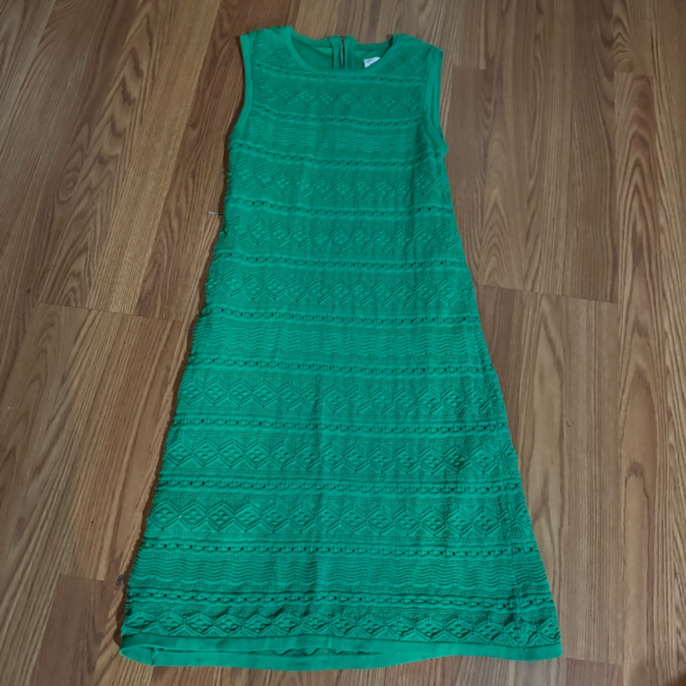 Eliza J Emerald Green Crochet‎ Lace Shift Sleeveless Dress Formal Preppy Luxury